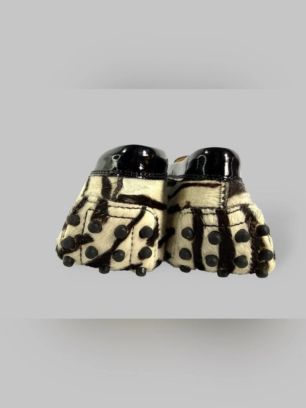 TOD'S Black & White Zebra-Print Penny Loafers